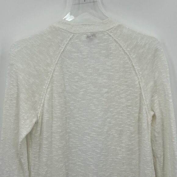 Project white cardigan sweater open front long line linen cotton blend pockets M - Picture 6 of 8